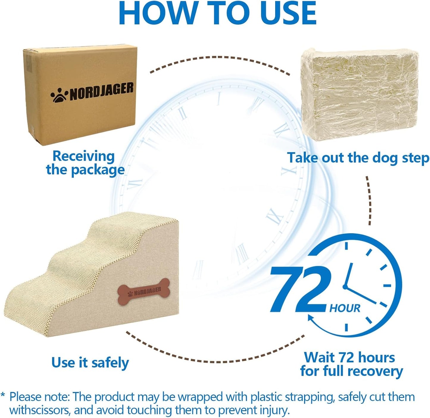 Dog Stairs 3-Step for Small Dogs and Cats to Get on Bed and Furniture/Windows, Pets Can Climb, Sit, or Perch to Look Out Windows, Extra Wide Dog Steps, Non-Slip Waterproof Fabric Cover, Beige(15.7" H)