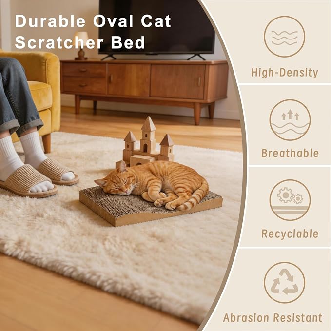 Comoney Cat Scratcher 5 Pack, Reversible Corrugated Cardboard Cat Scratch Pads for Indoor Cats, Cat Scratching Boards to Protect Furniture, Cats