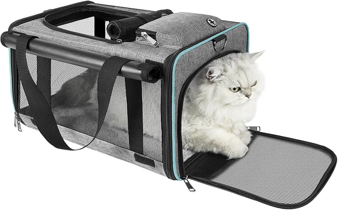 GAPZER Cat Carrier Alaska Airline TSA Approved 17x11x9.5 Soft-Sided Small Pet Air Travel Carry Bag, Southwest Airplane Kitten 12lbs Crate in Cabin Under-Seat Traveling Cage Tiny Dog Under 8 Pound