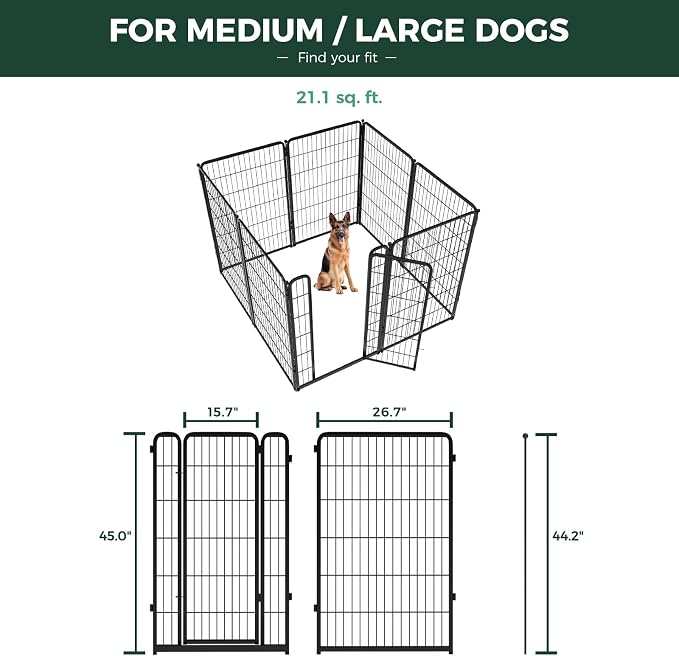 FXW Homeplus Indoor Dog Playpen with Camera Mount, 45" H, 8 Panels | Calm Indoor Play Area, Wider Viewing Angles with Stable Support, for Large Dogs, Patented