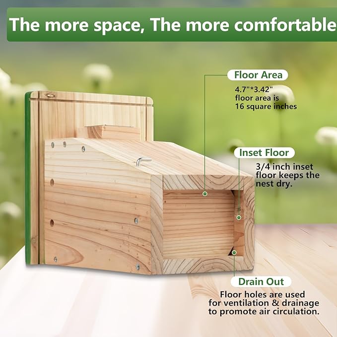 3/4 inch Thick Cedar Bird Houses with Metal Predator Guard, Nesting Box Birdhouse for Easy Cleaning, Wooden Bluebird Houses for Outside, Outdoor Wild Bird Watching, Swallow Wren Chickadee…