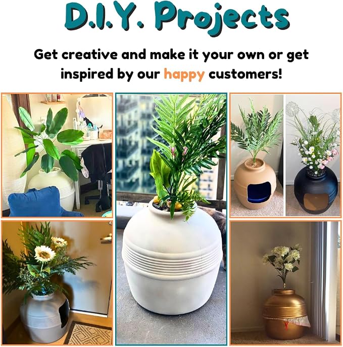 Good Pet Stuff Original Hidden Litter Box Planter, Decorative Cat Litter Enclosure with Carbon Filter, Artificial Palm Plant, Upgraded Design, Easy Clean Litter Tray, Essentials Kit, Seagrass Green