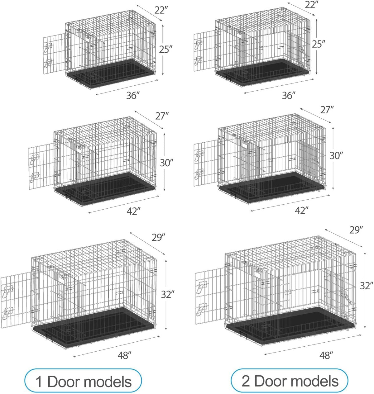 PetsTuff Great CRATES 48” XX-Large Dog Crate - Heavy-Duty Dog Kennel with Divider Panel for Pets 90-110lbs - Durable Leaf-Proof Tray - Foldable, Carry Handle & Wheels for Easy Moving