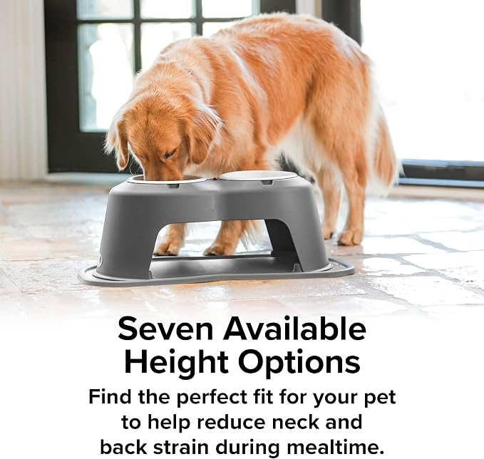 WeatherTech Double High Pet Feeding System w/Plastic Dog/Cat Bowls - 4" High Stand Light Grey (PDHC1604LGLG)