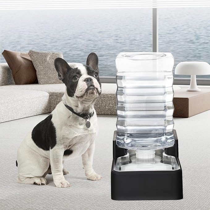 9L Dog Water Bowl Dispenser for Dogs:Leak Resistant Waterer | Filter-Free Design/Gravity Auto Refill/Stainless Steel Bowl/Multi-Pet Friendly/Easy to Clean/Multi-Pet Friendly