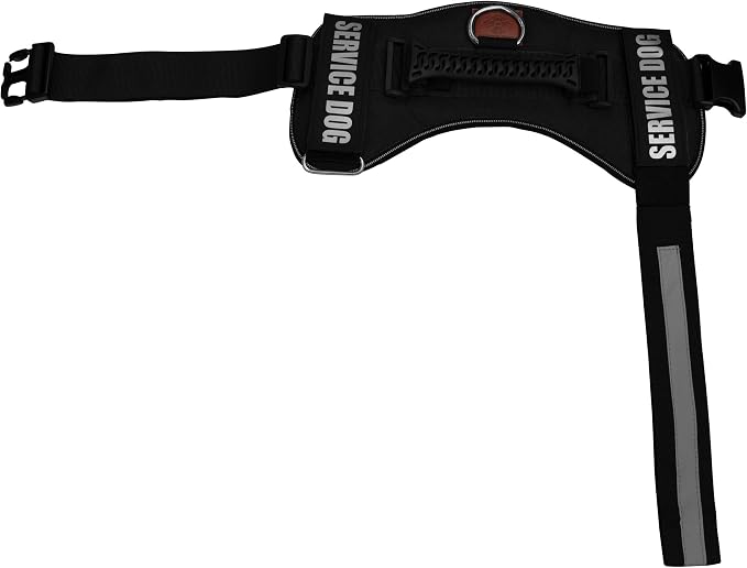 Service Dog Vest Harness – Reflective Service Animal Vest with Handle, No-Pull Adjustable Mesh Padding – XXS–XL – 2 Removable Patches. (Medium, Black)