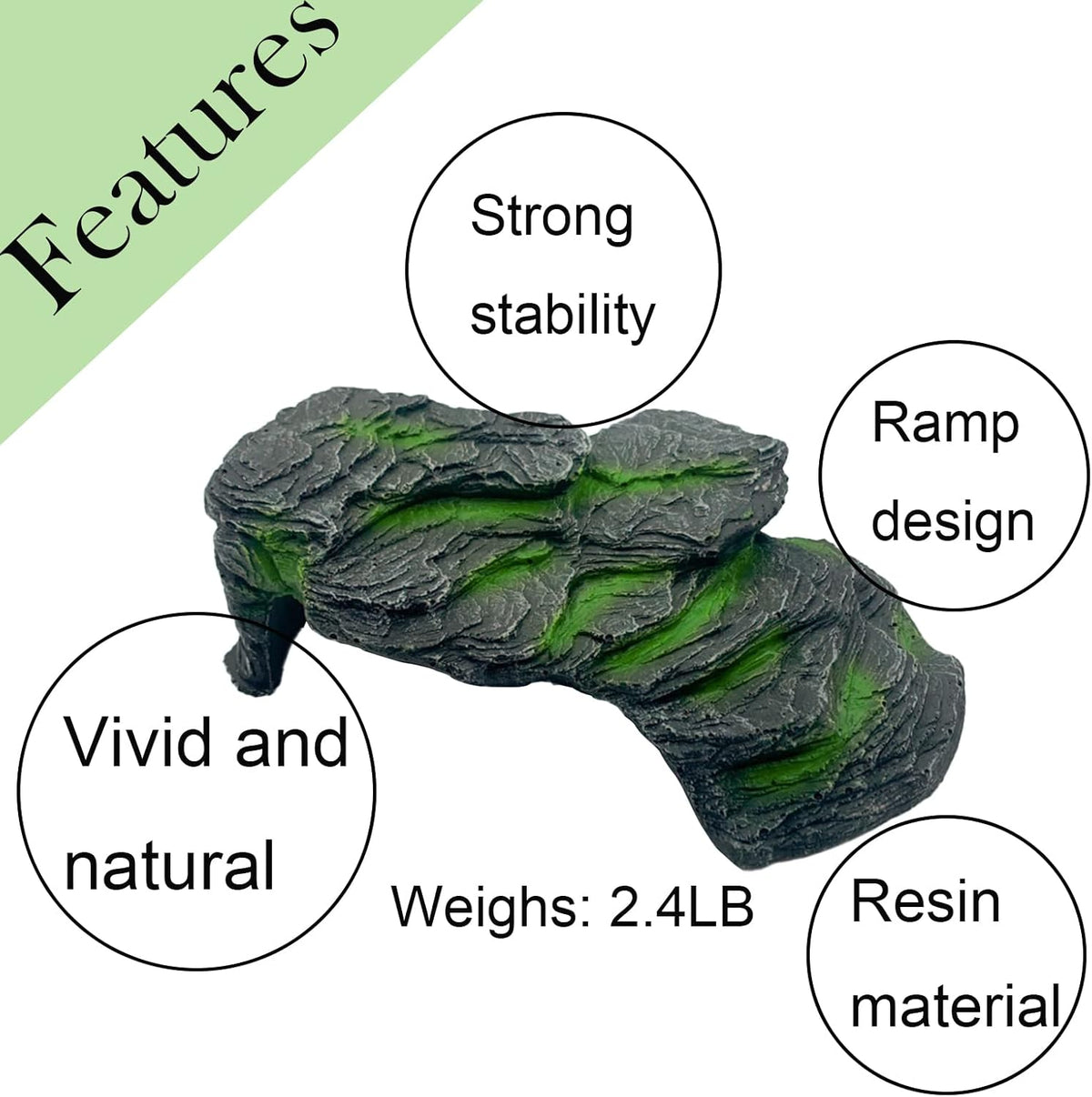 Resin Turtle Basking Platform,Turtles Rock Dock Climbing Ramp Cave Hideout Decor Reptile Terrariums Resting Terrace Stone Habitat Decoration for Small Lizards, Frogs, Snakes,Chameleon