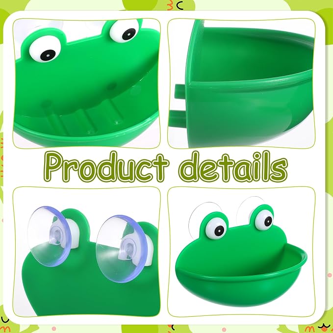 2pcs Frog Habitat with Suction Cup Frog Dish Holder Cute Fish Tank Decoration Lovely Suction Cup Soap Dish Holder Frogs Terrarium Decor for Tree Frogs Tadpole Small Aquatic Animal