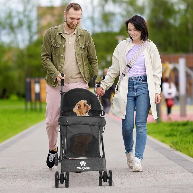 3 in 1 Pet Stroller for Small Dogs and Cats, Foldable Pet Stroller with Cats and Dogs Jogger Travel Strollers, 4 Wheels, Breathable Mesh, Large Capacity, Easy to Carry (Black)