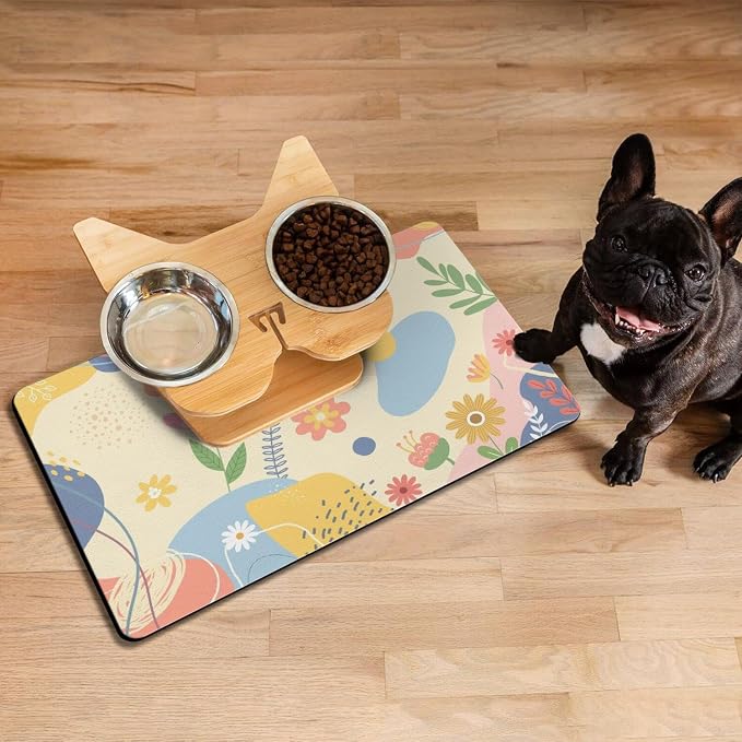 Pet Feeding Mat for Floors Waterproof Dog Mat for Food and Water Absorbent Quick Dry Non Slip mat for Cat Bowls