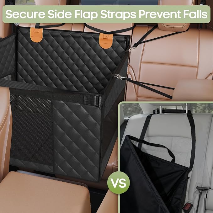 Dog Car Seat for Large Medium Dogs, Back Seat Extender for Pets with Hard Bottom, Strong Support Waterproof Dog Seat Cover with 3 Mesh Windows for Cars, Trucks and SUVs