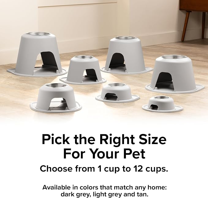 WeatherTech Single High Pet Feeding System - Raised Dog/Cat Bowl - 3" High Stand Light Grey (SH0803LGLG)