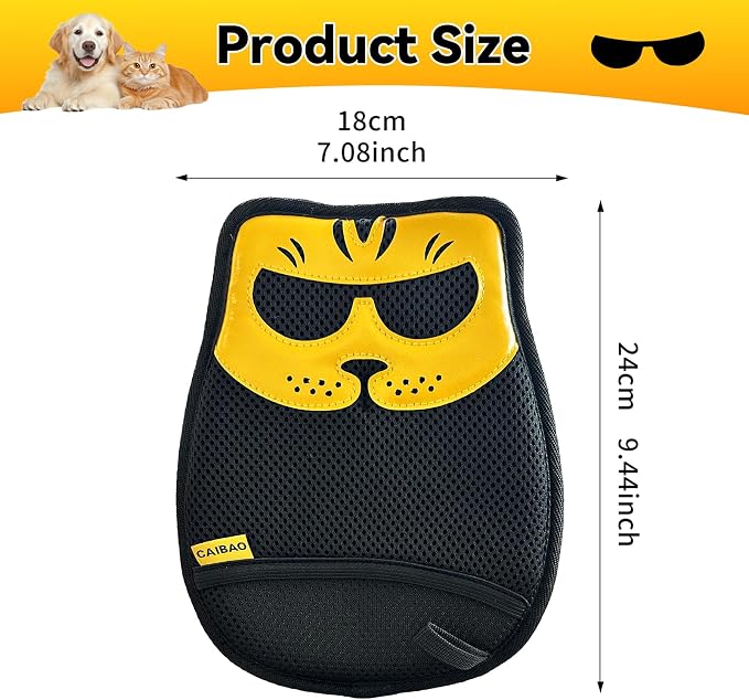 Pet Hair Removal Glove, Washable Reusable Cat Dog Fur Remover Mitt with Electrostatic Dual-Direction Surface for Couch, Sofa, Bedding, Rugs and Pet Beds(2pcs-Yellow Black)