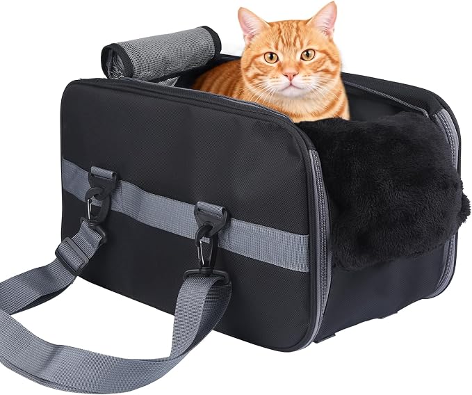Center Console Dog Car Seat for Small Dogs,Dog Booster Car Seat with Safety Belt and Pockets,Portable Pet Armrest for Puppy Cat Under 13 lbs (Black)