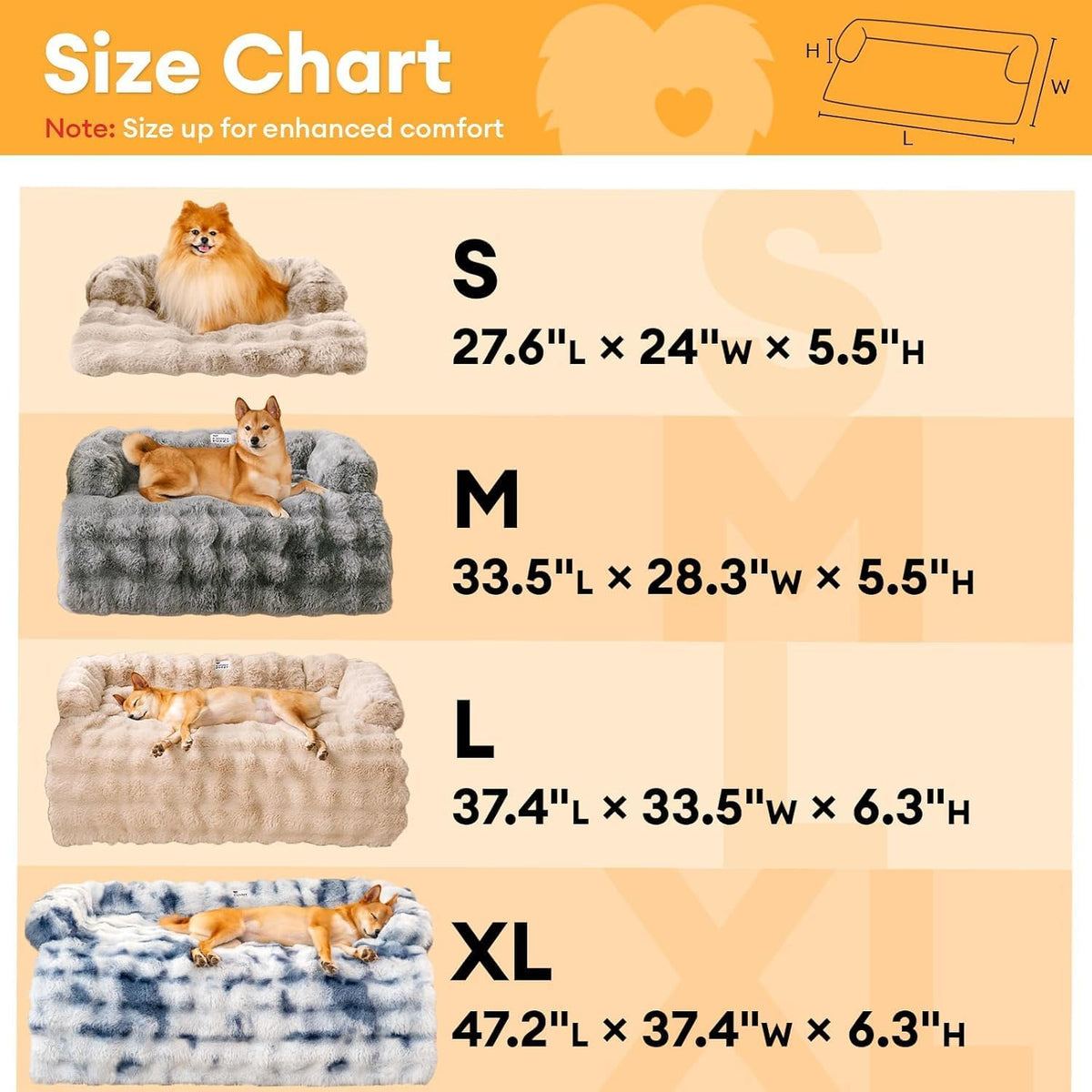 FUNNY FUZZY Pet Fluffy Plush Calming Dog Couch Bed Sofa Protector Washable Pets Mat for Large Medium Small Dogs and Cats (Grey,47.24 × 37.4 × 6.3 in)