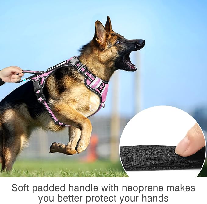 Service Dog Vest No Pull Dog Harness with 7 Dog Patches, Reflective Pet Harness with Durable Soft Padded Handle for Training Small, Medium, Large, and Extra-Large Dogs (Small, Pink)