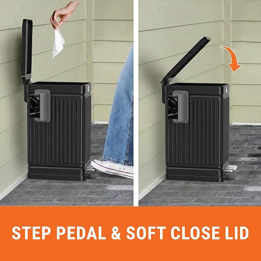 Pupzle Dog Poop Trash Can Outside, 3.2 Gal Outdoor Dog Poop Trash Can | Metal, Waste Container with Pedal, Garbage Poop Bin, Poo Bucket Outdoor with Lid for Backyard Odor Control, 30 Bags