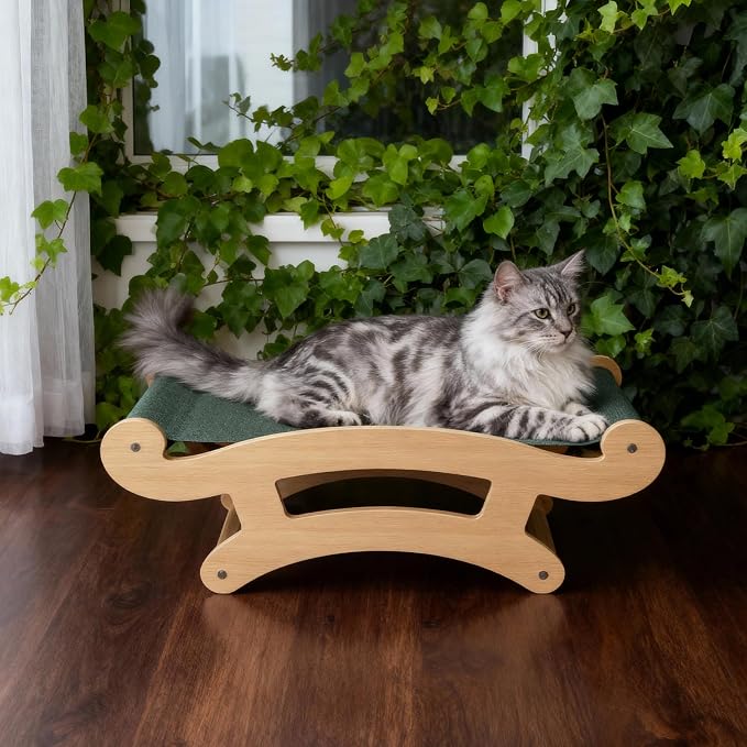 Cat Scratcher Bed for Indoor Cats Hammock for Scratching Pad Cat Chair Natural Scratch Post for Large Cats Scratcher Lounge, Wooden Cat Furniture(Large)