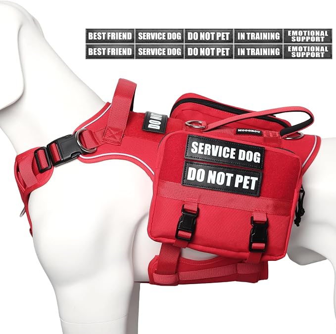 Service Dog Vest with Removable Backpack for Large Sized Dog Red L | No Pull Adjustable Dog Harness with Pockets,Soft Padded Handles&Molle for Patches,Heavy Duty for Training Hiking Hunting