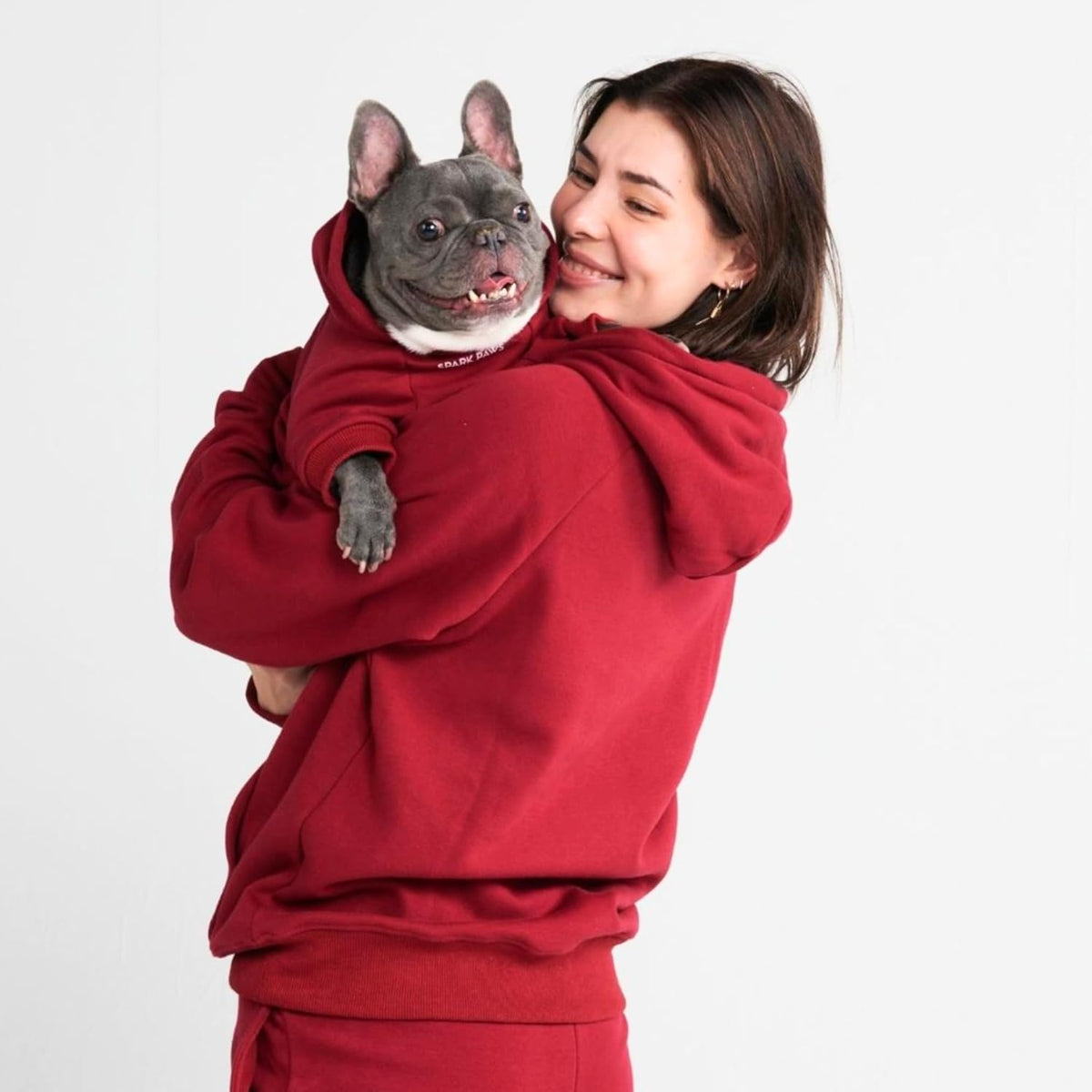 Spark Paws Dog Hoodie – Premium Dog Sweater for Small, Medium, and Large Dogs | Warm Outfits for French Bulldogs, Pitbull, Puppy, Winter Jacket Alternative - Burgundy - 2XL