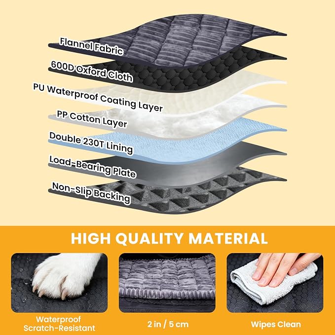XL Large Dog Car Seat Cover with Dog Bed Mat for Back Seat Half - Single Seat Travel Hammock Extender, Waterproof Hard Bottom for Medium & Large Dogs, Car SUV Truck Vehicle