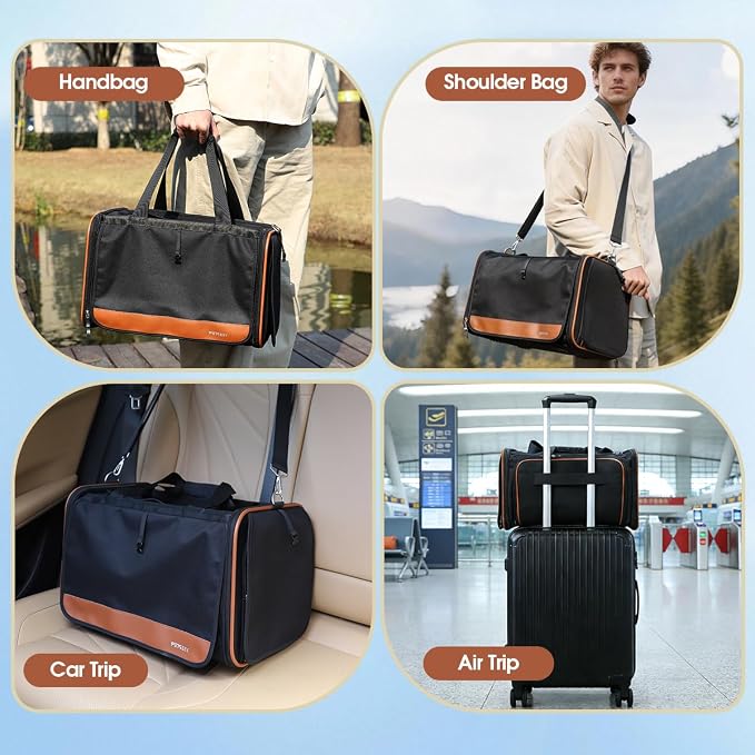 Expandable Cat Carrier for Small Pets, TSA Airline Approved Soft Sided Small Dog Travel Carrier, Collapsible Outdoor, Walking, Vet Cat Bag