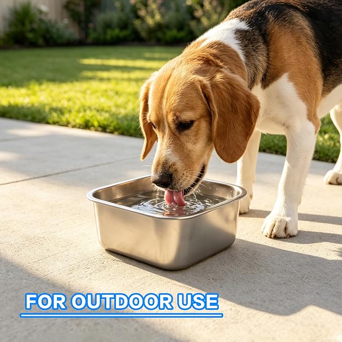 Stainless Steel Dog Bowls, High Capacity Metal Dog Food Bowls, Food and Water Bowl, No Spilling Outdoor Feeder Dish for Small and Medium Pets, Cats & Puppies 1.2 Gallons