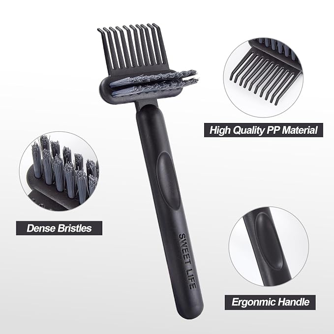 2 Pack Hair Brush Cleaning Tool, 2-in-1 Cleaner Tool, Portable Cleaning Tool Set for Brush Comb Keyboard, Remover Rake for Removing Hair Dust, Home and Salon Use(Black&White)