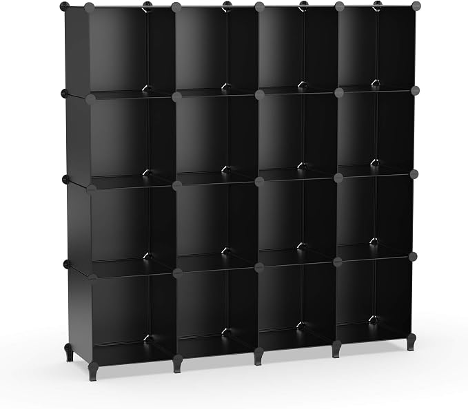 HOMIDEC Closet Organizers and Storage, 16 Cube Storage Organizer, Closet Organizer Bookshelf Cubes Shelves for Clothes, Bedroom, Kids Room, Bathroom, Wardrobe, Garment Racks, Black | Closet Organizer Bookshelf Storege Cubes Shelves for Bedroom, Kids Ro...