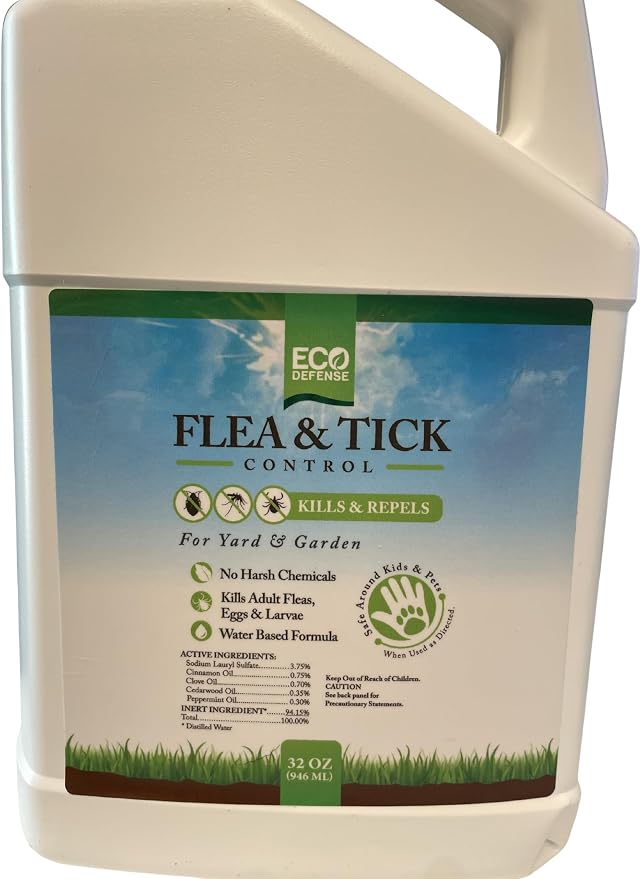 Eco Defense Flea, Tick, and Mosquito Spray for Yard and Perimeter - Safe Around Kids, Pets, Plants - Outdoor Barrier Control & Repellent - Ready-to-Spray Covers Up to 5,000 sq ft