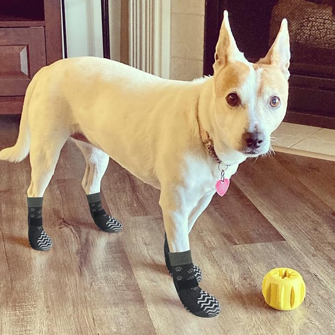 EXPAWLORER Anti Slip Dog Socks to Prevent Licking Paws, Dog Shoes for Hot Pavement, Dog Booties for Small Medium Large Senior Dogs, Traction Control Boots & Paw Protectors for Hardwood Floors