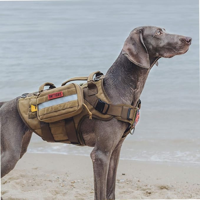 OneTigris Service Dog Vest Harness Saddle Bag Backpack Pouch, Emotional Support, Service Dog in Training,Quality Saddlebag for Tactical Dogs Vests(Coyote Brown)