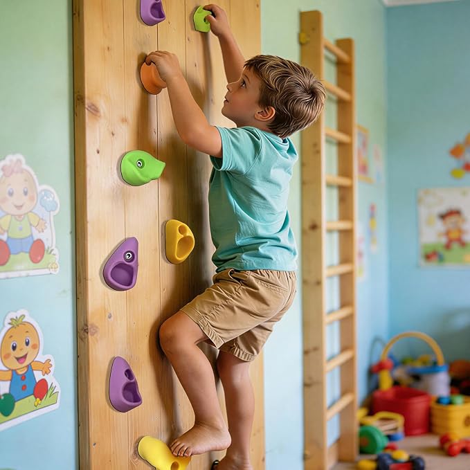 50 PCS Rock Climbing Wall for Kids,Rock Wall Climbing Holds,Adults Climbing Wall Grip Kits Holds Up to 230 lbs for Outdoor Indoor Home Playground Climbing Holds(Pastel Color)