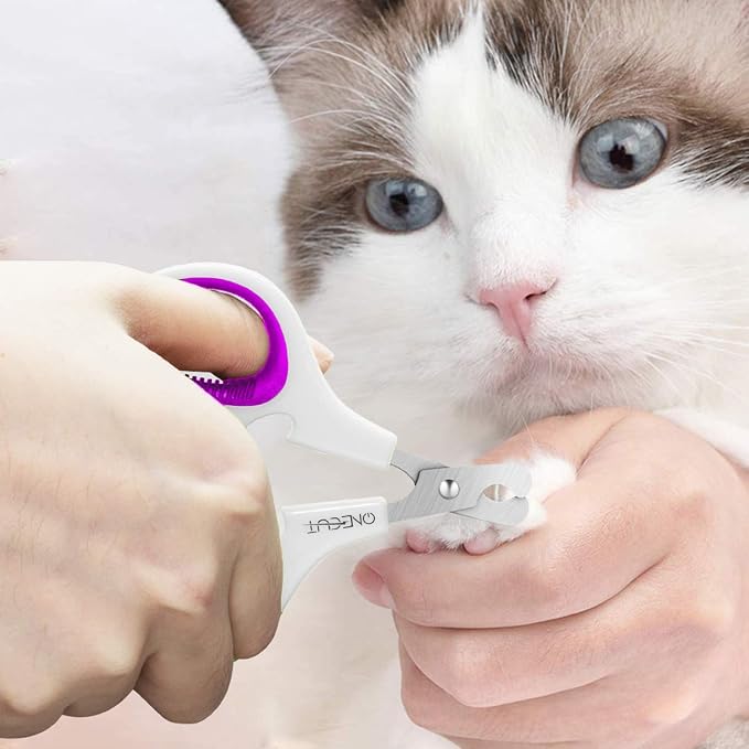 Pet Nail Clippers, Update Version Cat & Kitten Claw Nail Clippers for Trimming, Professional Pet Nail Clippers Best for a Cat, Puppy,Rabbit, Kitten & Small Dog,Sharp & Safe (Purple)
