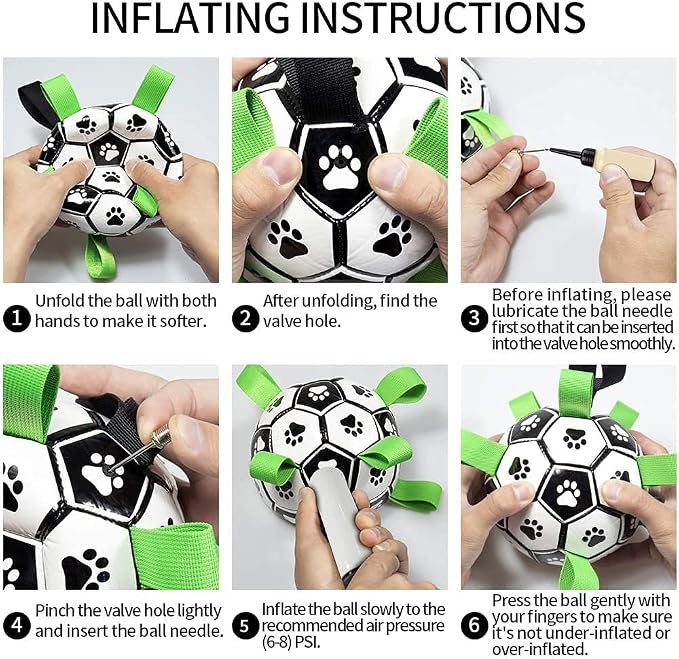 QDAN Large Dog Toys, 8 Inch Soccer Ball for Dogs with Straps, World Cup Interactive Toys for Tug of War, Puppy Birthday Gifts, Water Toy, Durable Dog Balls for Medium Large (Pack of 2)