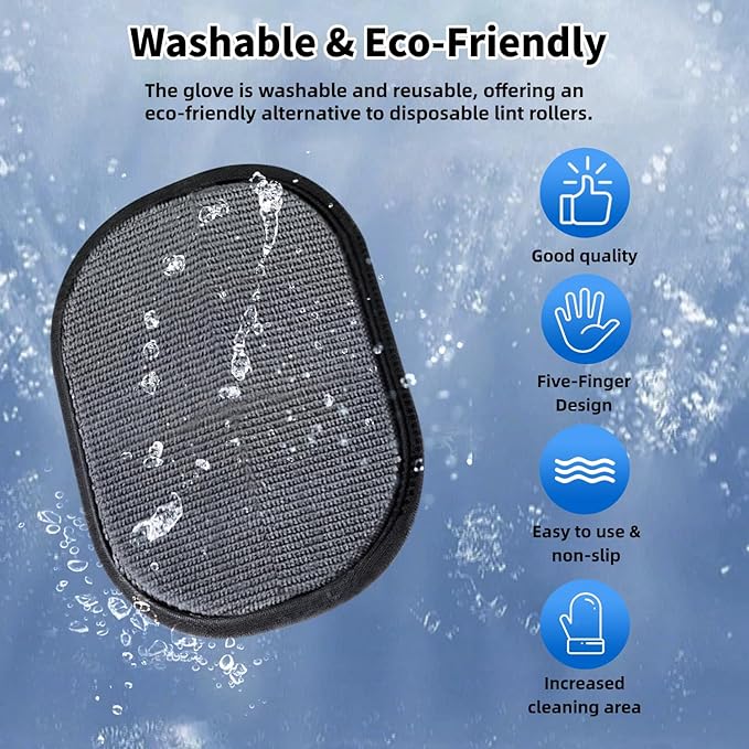 Ganayi Pet Hair Removal Glove for Dogs & Cats, Reusable Magic Brush for Pet Hair, Upgraded Five-Finger Electrostatic Pet Hair Gloves for Laundry, Couch, Carpet, Car Seat