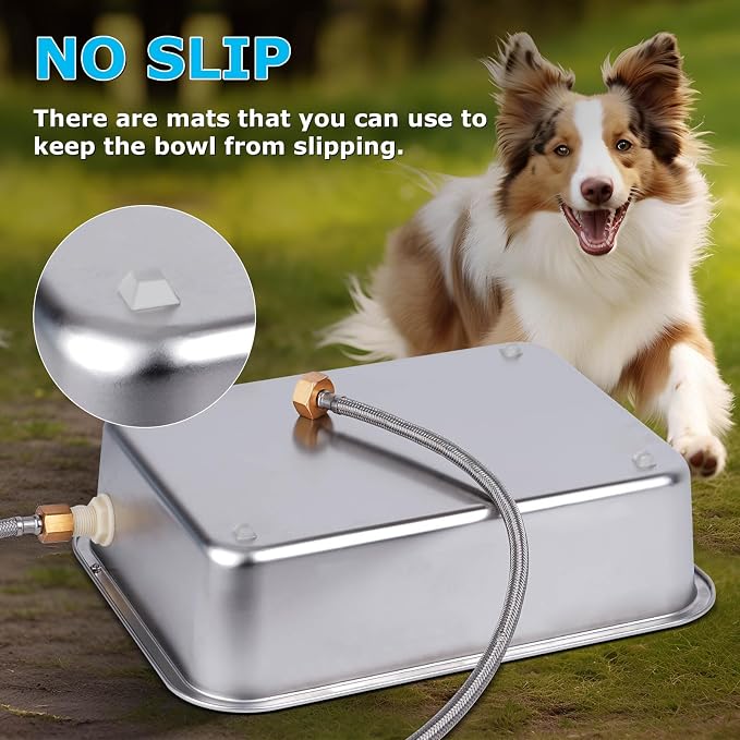 3 Gallon Automatic Dog Water Bowl Dispenser Outdoor Dog Waterer | Stainless Steel Outside Large Self Filling Auto Water Bowl for Dogs Cats Pets Livestock Chicken