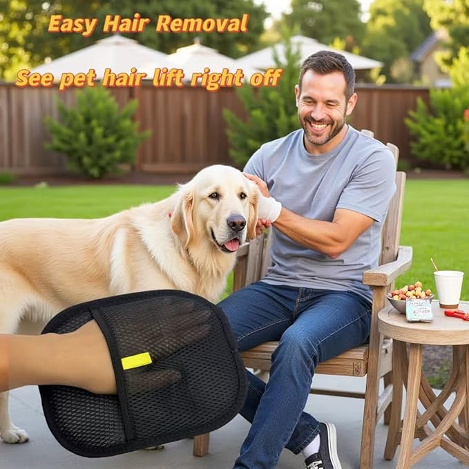 yaoshanlc Pet Hair Removal Glove for Cats & Dogs – Efficient Grooming Gloves for Hair Removal, Reusable Tool for Cat & Dog Grooming, Also Works on Couches, Furniture, Carpets, Curtains (2 Pcs)