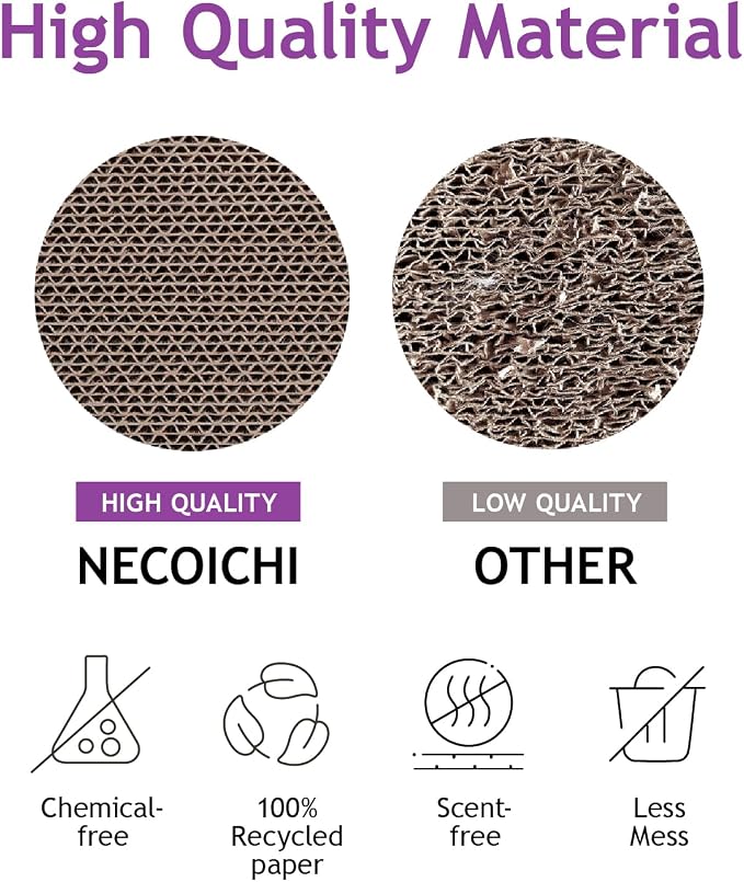 Necoichi Cardboard Cat Scratcher Wall for Indoor Cats - Cat Scratching Board, Cat Scratch Pad Lounger with Reversible Usability and Extra Comfort for Lounge, Curved (Dark Cherry, Large)