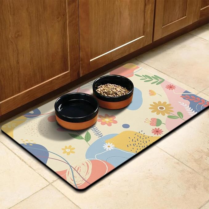 Pet Feeding Mat for Floors Waterproof Dog Mat for Food and Water Absorbent Quick Dry Non Slip mat for Cat Bowls