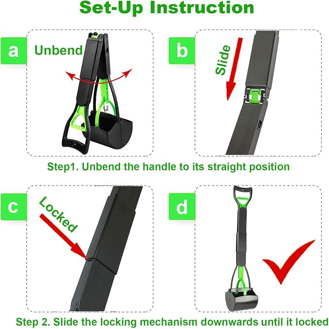 32" Pooper Scooper for Large Small Dogs Heavy Duty, Long Handle Poop Scoop for Yard, Grass, Gravel, Dog Poop Grabber with High Strength Material and Durable Spring
