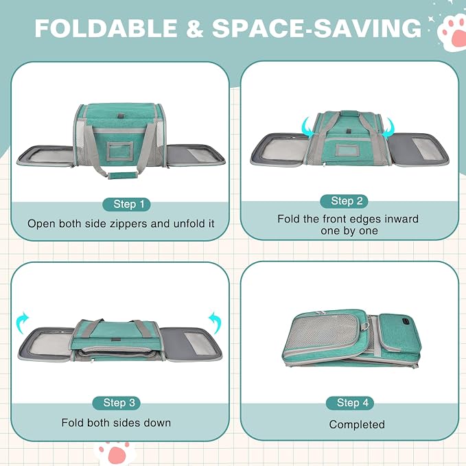 Soft Cat Carrier for Pets Up to 20 Lbs, Collapsible Cat Carrier Bag with Privacy Curtains, Airline Approved Small Pet Carrier for Small Medium Cats Dogs Puppy, Washable Soft Pet Travel Bag Dog Carrier