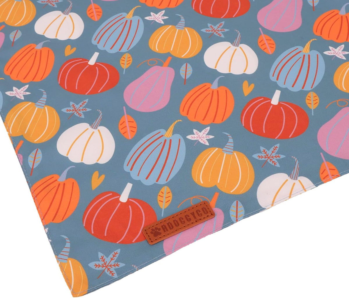 ADOGGYGO Thanksgiving Dog Bandana - Blue Orange Pumpkin Puppy Scarf, Adjustable Fit Fall Bandanas for Small Dogs Pets (Small)