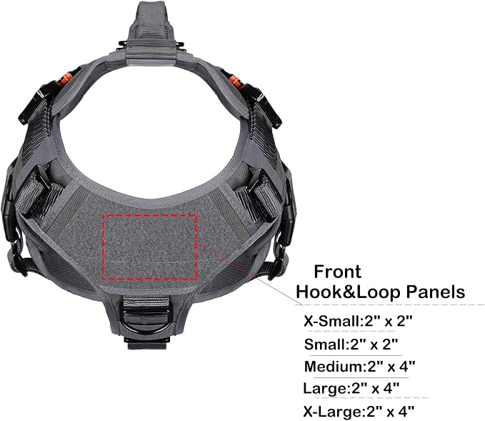 ICEFANG No Pull Tactical Dog Harness for X-Large Dogs,Adjustable Dog Vest | Control Handle,MOLLE Panel,Front Hook,3 Leash Clips,Soft Padded,for walking training,Grey,X-Large