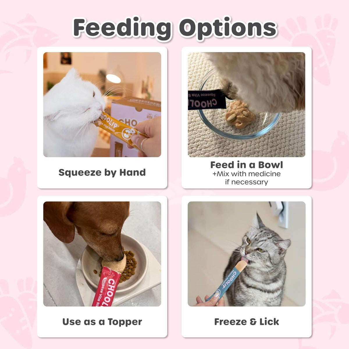 Squeeze Vita Stick Lickable Treats for Dogs & Cats. 7 Variety Support Sticks with Essential multivitamins. Soft and Tasty Paste for All Life Stages
