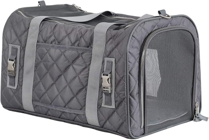 rocket & rex Premium Designer Pet Carrier, Airline Approved (Soft-Sided) | Boutique-quality construction, water-resistant premium materials. Rigid frame, collapsible, TSA/airline approved.