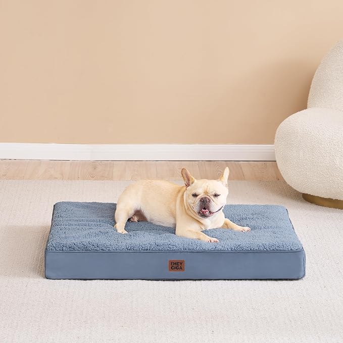 EHEYCIGA Orthopedic Dog Bed Large with Removable Washable Cover, 35x23 | Egg Crate Foam Support, Durable Oxford fabric, Non-Slip Bottom, Machine Washable, Soft Waterproof Plush Pet Bed Mat For Crate