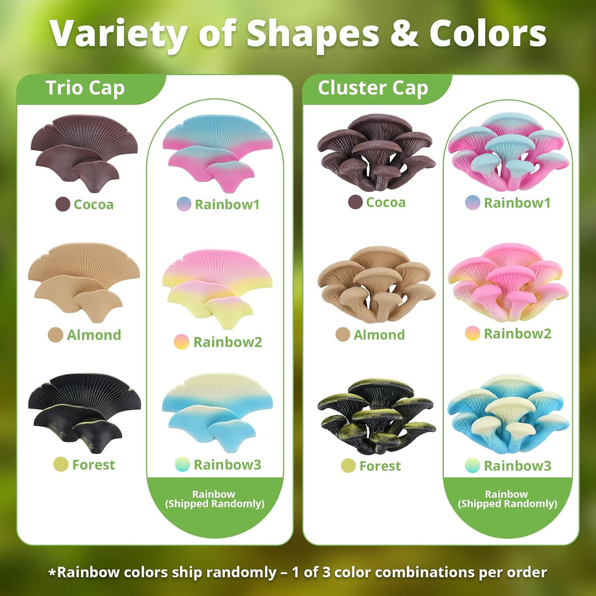 Mushroom Decor for Reptile Tank, Fish Tank, Pet-Safe Bearded Dragon Tank Accessories, Realistic Terrarium Plants for Leopard Geckos, Crested Geckos, Tree Frogs, Snakes (Forest, Cluster Cap)