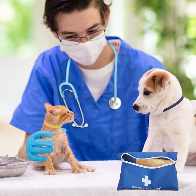 48 Pcs Puppy Kitten Whelping Kit Include 4 Puppy Feeding Tube, 6 Record Keeping Charts, 15 Whelping Collars, 15 Cord Clamps, 2 Gloves, Bulb Aspirator, Syringe, Bottle, Scissors, Stethoscope, Bag