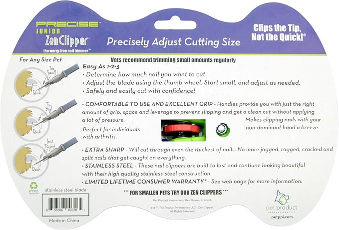 Zen Clipper Precise Dog Nail Clippers - Adjustable Safety Blade, No Overcutting - Stress Free Dog Grooming at Home - Easy to Use Pet Clippers with Sharp Blades for Clean, Splinter Free Cut